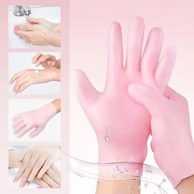 Moisturizing Soft Silicone Gel Spa Hydrating Gloves Repairing Dry Cracked, Aging Hands, Eczema, and Softening Rough Skin, Calluses, One Size Fits Most (Pair)