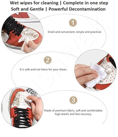 Shoe Wipes Quickly Remove Dirt & Stains - These Disposable Shoe Cleaning Wipes Can Be Used On Footwear (1Pack of 80pcs)