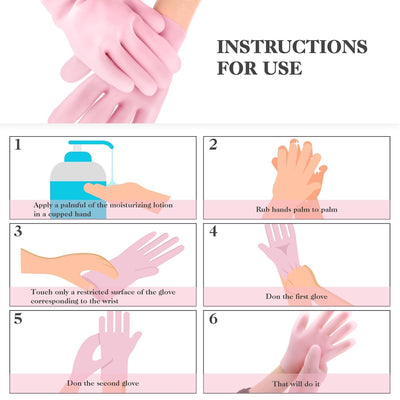 Moisturizing Soft Silicone Gel Spa Hydrating Gloves Repairing Dry Cracked, Aging Hands, Eczema, and Softening Rough Skin, Calluses, One Size Fits Most (Pair)