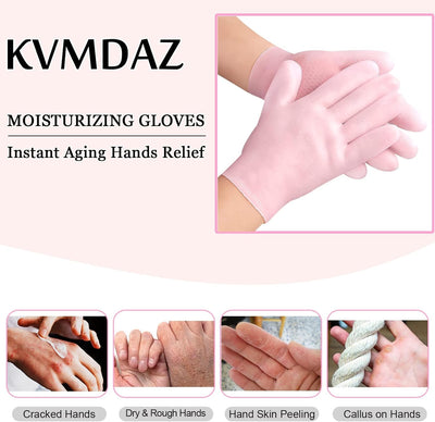 Moisturizing Soft Silicone Gel Spa Hydrating Gloves Repairing Dry Cracked, Aging Hands, Eczema, and Softening Rough Skin, Calluses, One Size Fits Most (Pair)