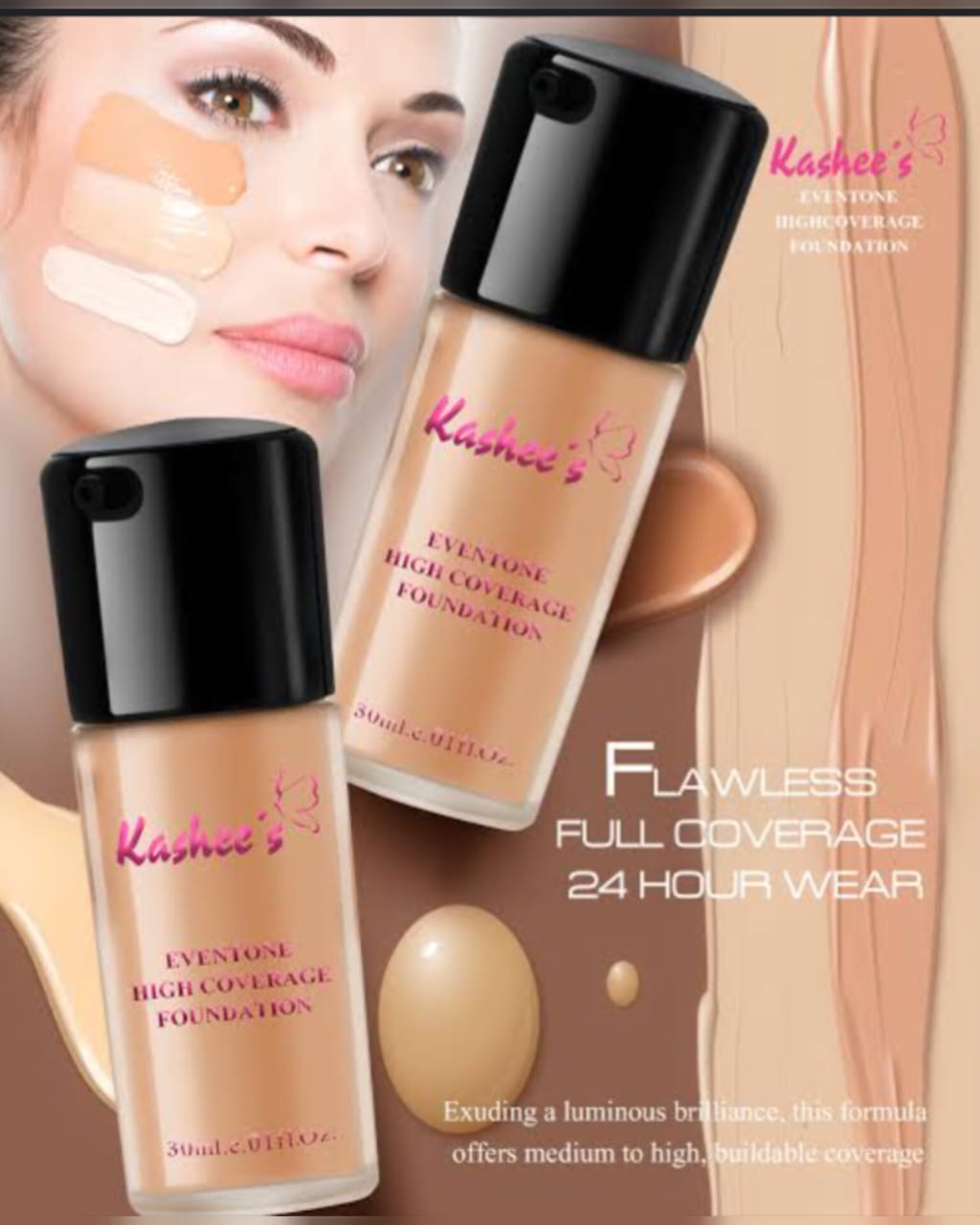 Kashees Everton High coverage Foundation 45 mle 1.18ft.oz Best Coverage