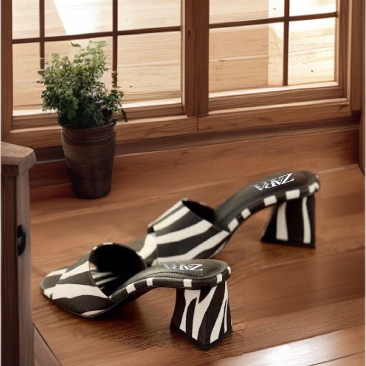 Zara Zebra Triangle Heels