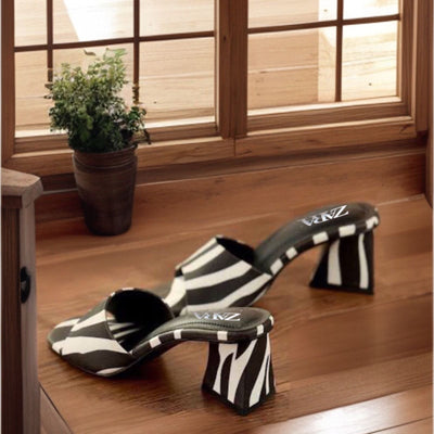 Zara Zebra Triangle Heels